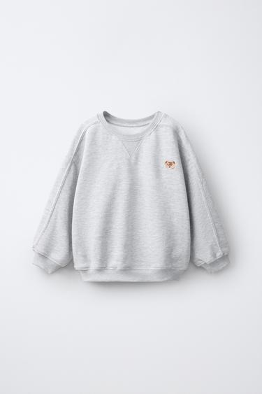 SUDADERA BORDADO OSO - Gris vigoré de Zara