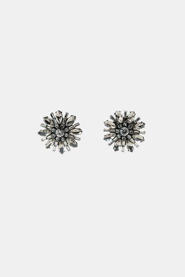 Zara FLORAL JEWEL EARRINGS - Silver