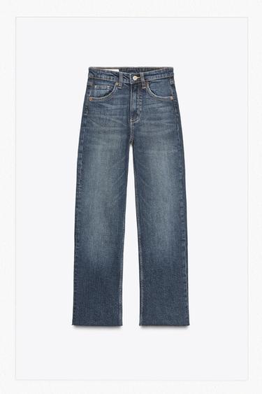 Zara TRF HIGH-WAISTED CROPPED FLARE JEANS - Navy blue