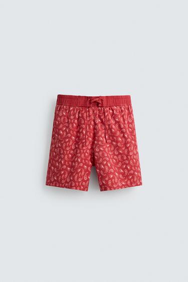 BAÑADOR LARGO ESTAMPADO PAISLEY - Rojo claro de Zara