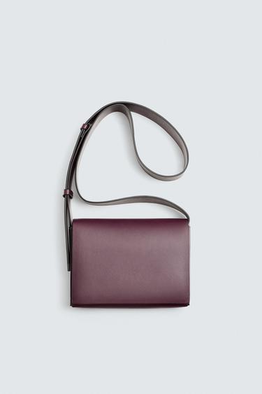 BOLSA A TIRACOLO COM ABA - Vermelho-bordô da Zara