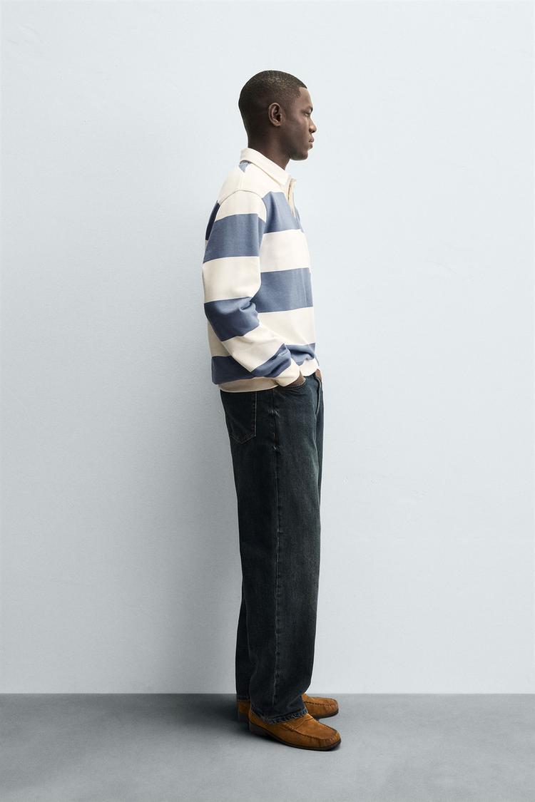 CONTRAST COLLAR POLO SWEATSHIRT