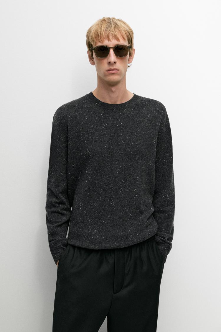 Heathered wool knit sweater — Anthracite Gray