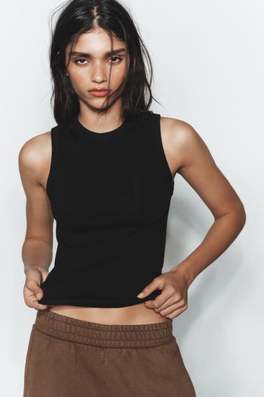 TOP RIB TIRANTES - Negro de Zara