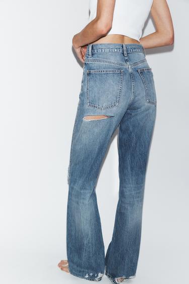 JEANS TRF WIDE LEG DÉCHIRURES TAILLE HAUTE - Bleu de Zara - Image 3