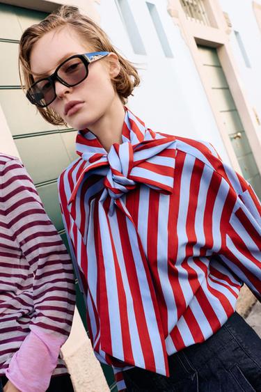 STRIPED SHIRT WITH BOW - Multicoloured by Zara