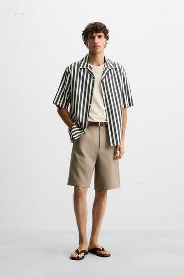 CAMISA ESTRUTURA RISCAS - Cinzento-escuro da Zara
