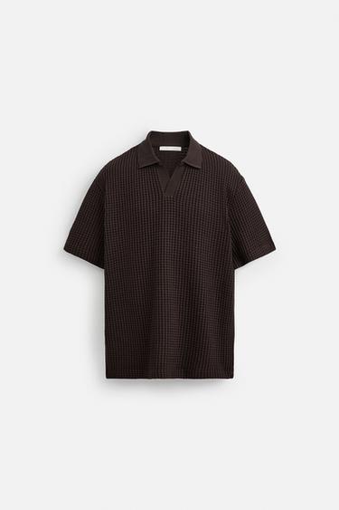 GRID TEXTURED POLO SHIRT - Burgundy by Zara