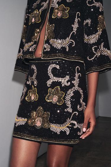 CAPE JACKET WITH EMBROIDERY - Black by Zara - Image 3