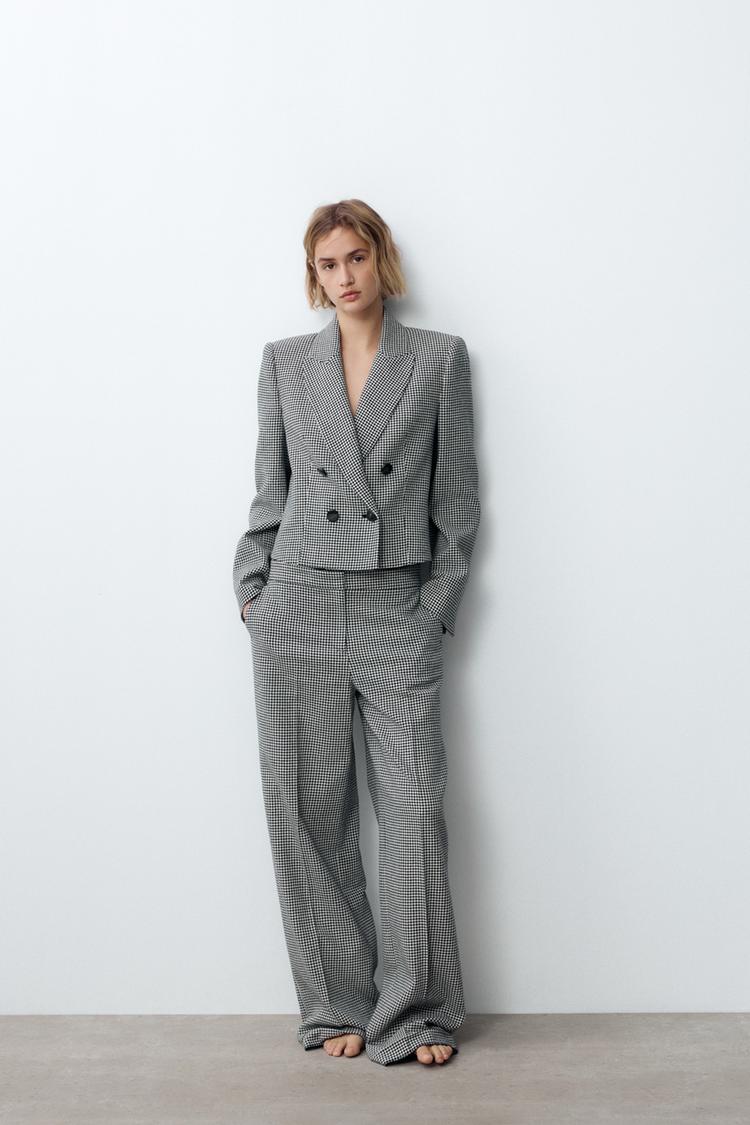 Trousers Pantalon Pata Gallo Zara Blazer Rosa Blazer Pata Gallo