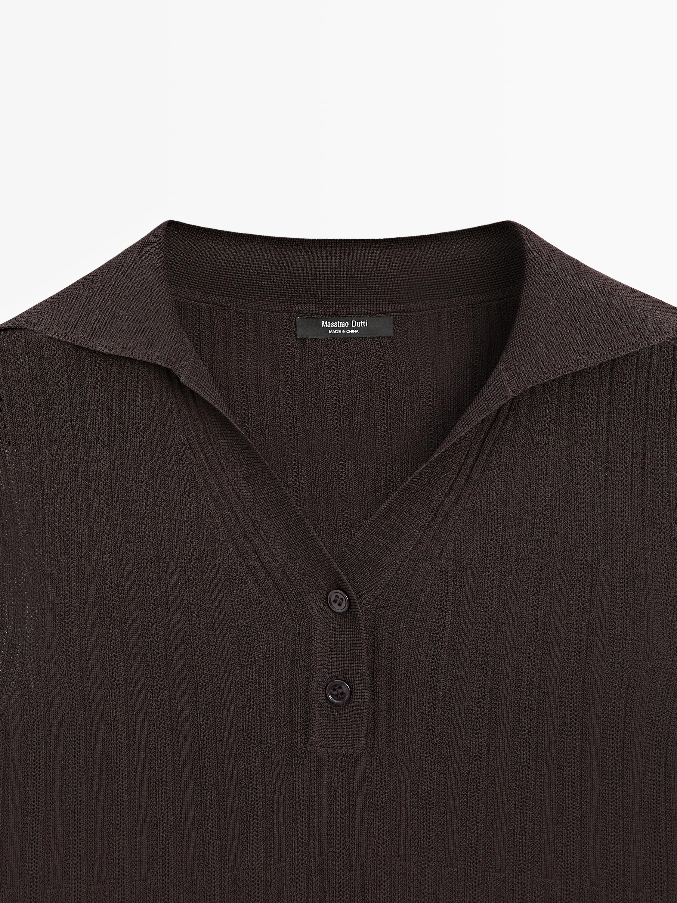 Semi-sheer flowing polo shirt