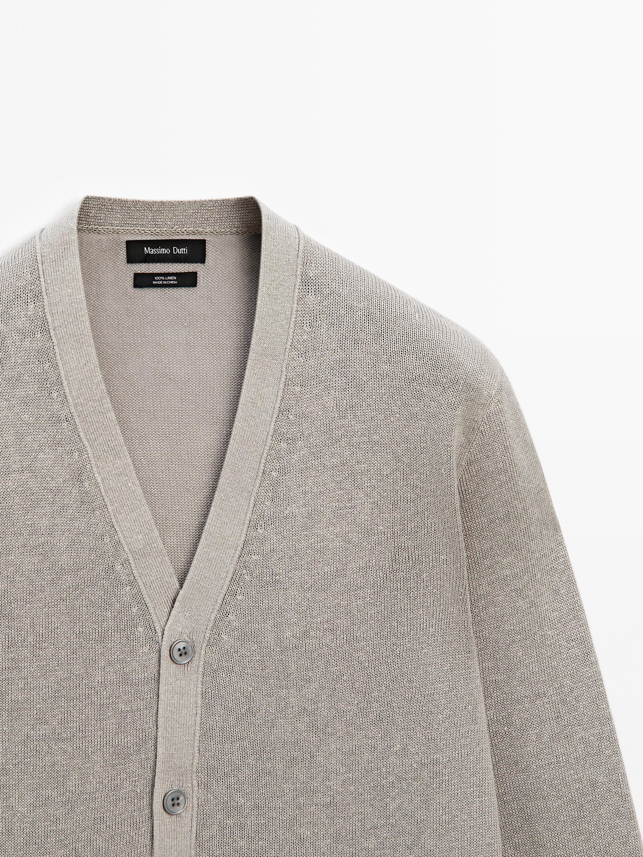 100% linen knit cardigan - Navy blue | ZARA United States