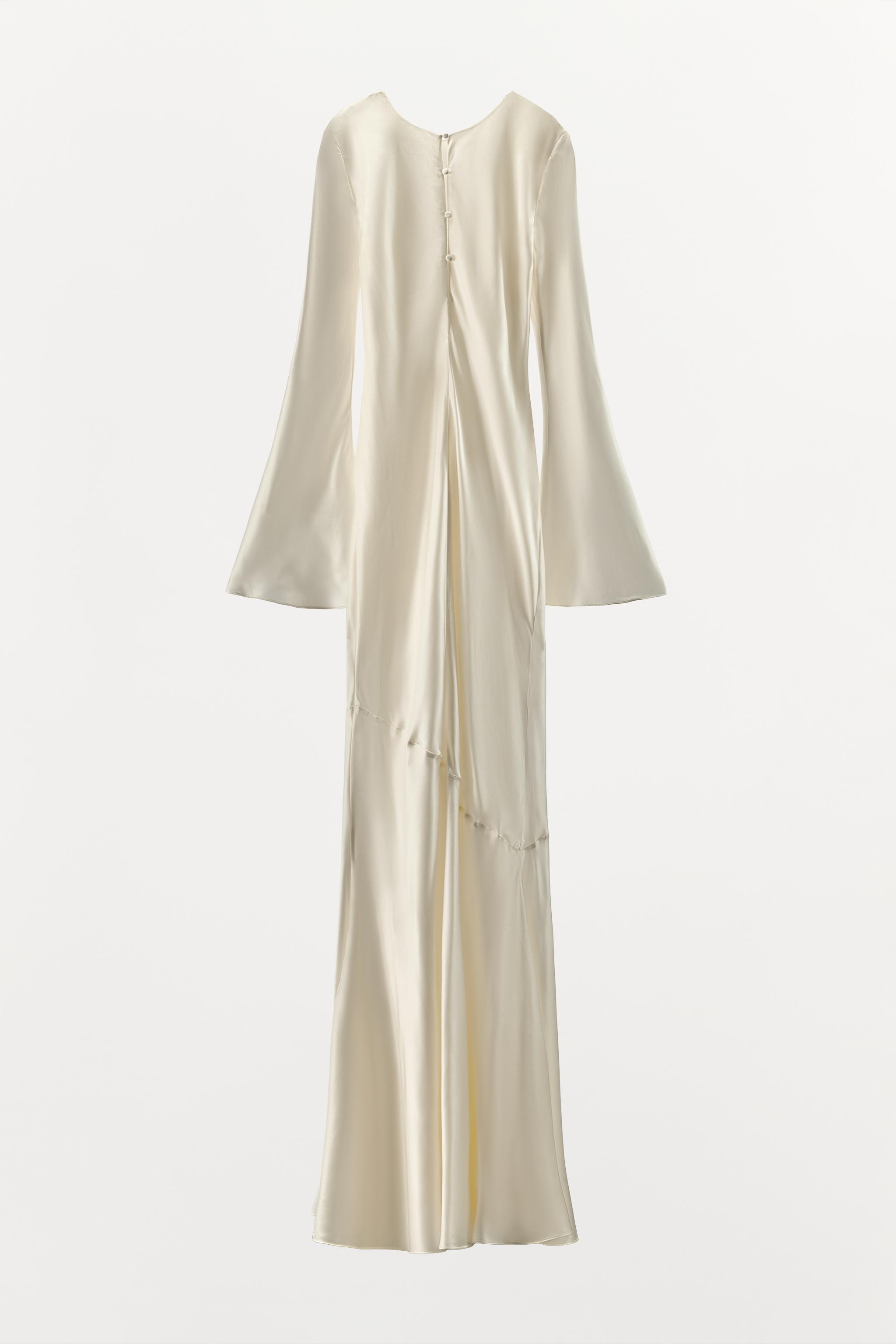100% SILK DRAPED DRESS - Oyster-white | ZARA United States 100% SILK DRAPED DRESS - Oyster-white | ZARA United States