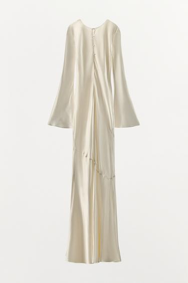 ROBE 100% SOIE DRAPÉE - Blanc cassé de Zara - Image 5