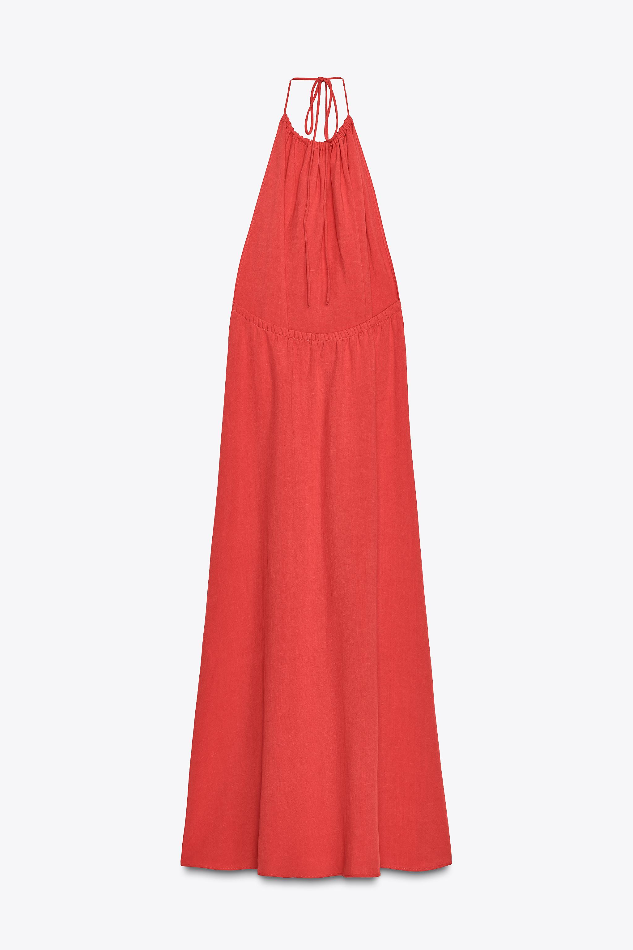 OPEN BACK HALTER DRESS - Red / Coral | ZARA Australia