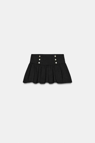 Zara BUTTON SKORT - Black