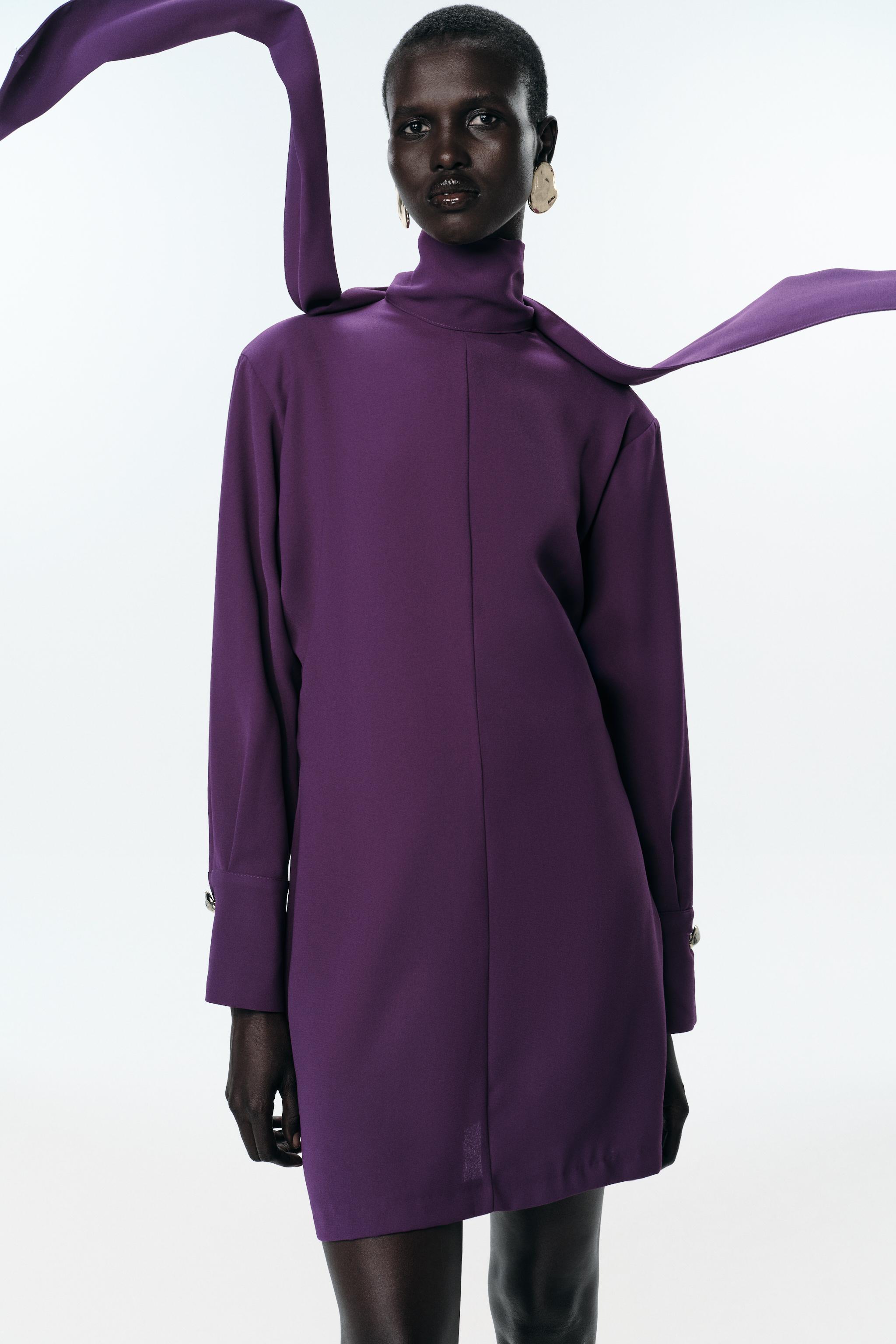 MINI SCARF DRESS - Eggplant | ZARA United States