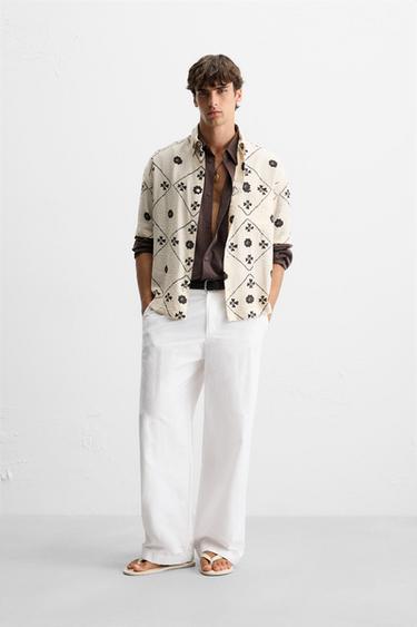 CHEMISE À IMPRIMÉ CONTRASTE - Écru moyen de Zara - Image 0