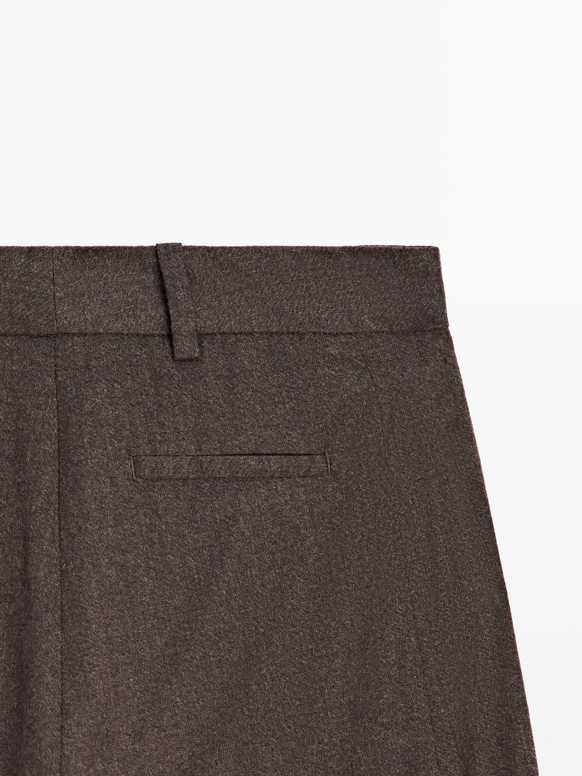 100% wool barrel fit trousers