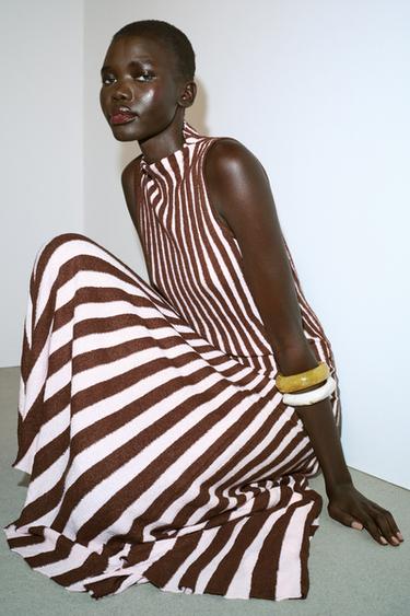 TEXTURED STRIPED SLEEVELESS TOP - Brown Stripes by Zara - Image 3