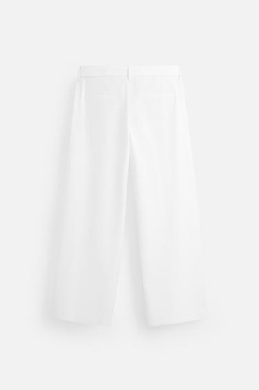 LYOCELL - COTTON TROUSERS WITH BELT - White by Zara - Image 7
