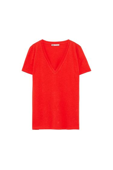BASIC V-NECK COTTON T-SHIRT