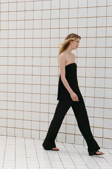 АТЛАСНЫЕ БРЮКИ С ВЫСОКОЙ ПОСАДКОЙ — ЧЕРНЫЙ от Zara