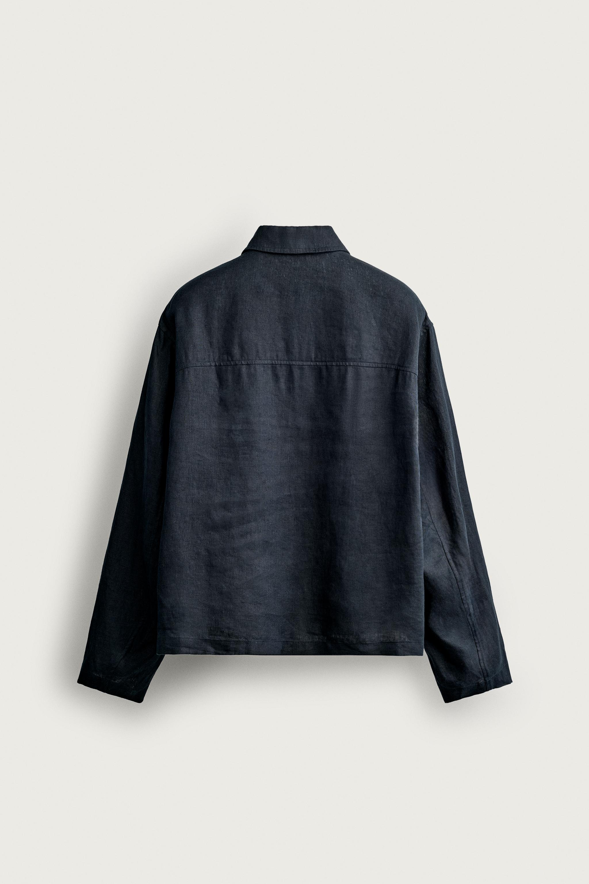 Zara 100% LINEN REGULAR FIT OVERSHIRT — фото 7