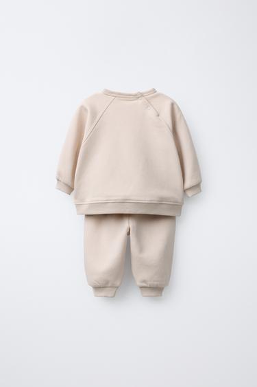 Zara SWEATSHIRT AND JOGGER SET WITH BRUSHED INTERIOR - Light beige