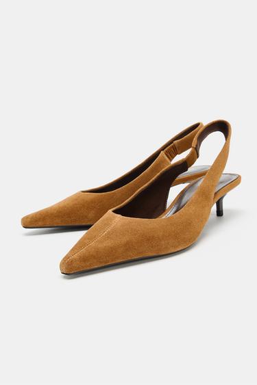 SPLIT SUEDE SLINGBACK SHOES - Brown by Zara - Image 3
