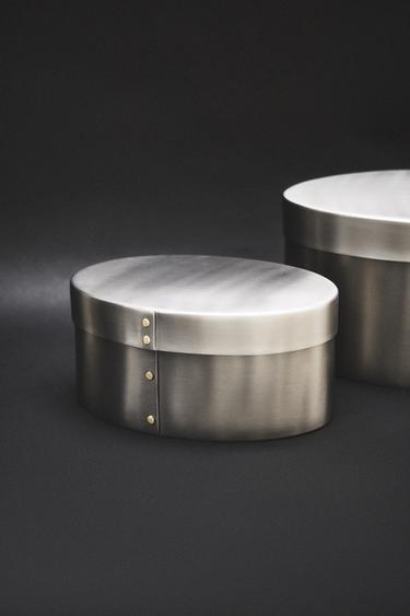 BOÎTE OVALE ACIER INOXYDABLE - Argent foncé de Zara