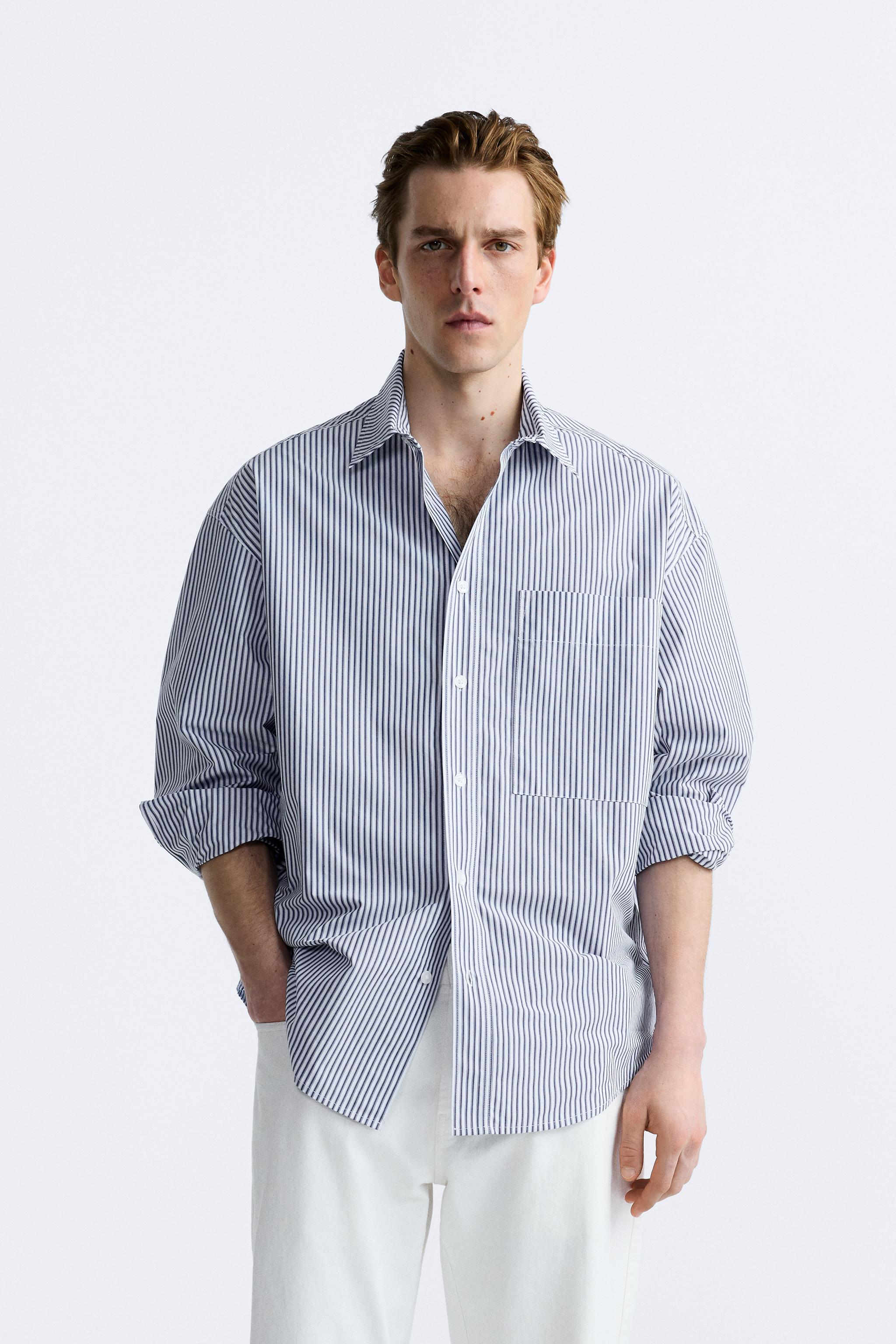 CONTRAST STRIPE SHIRT - Navy blue