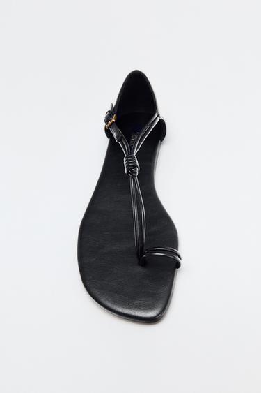 Zara FLAT NUDE TOE SANDALS - Black