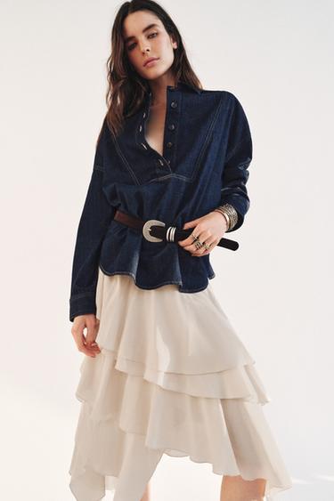 CAMISA DENIM ZW COLLECTION - Azul de Zara - Imagen 0