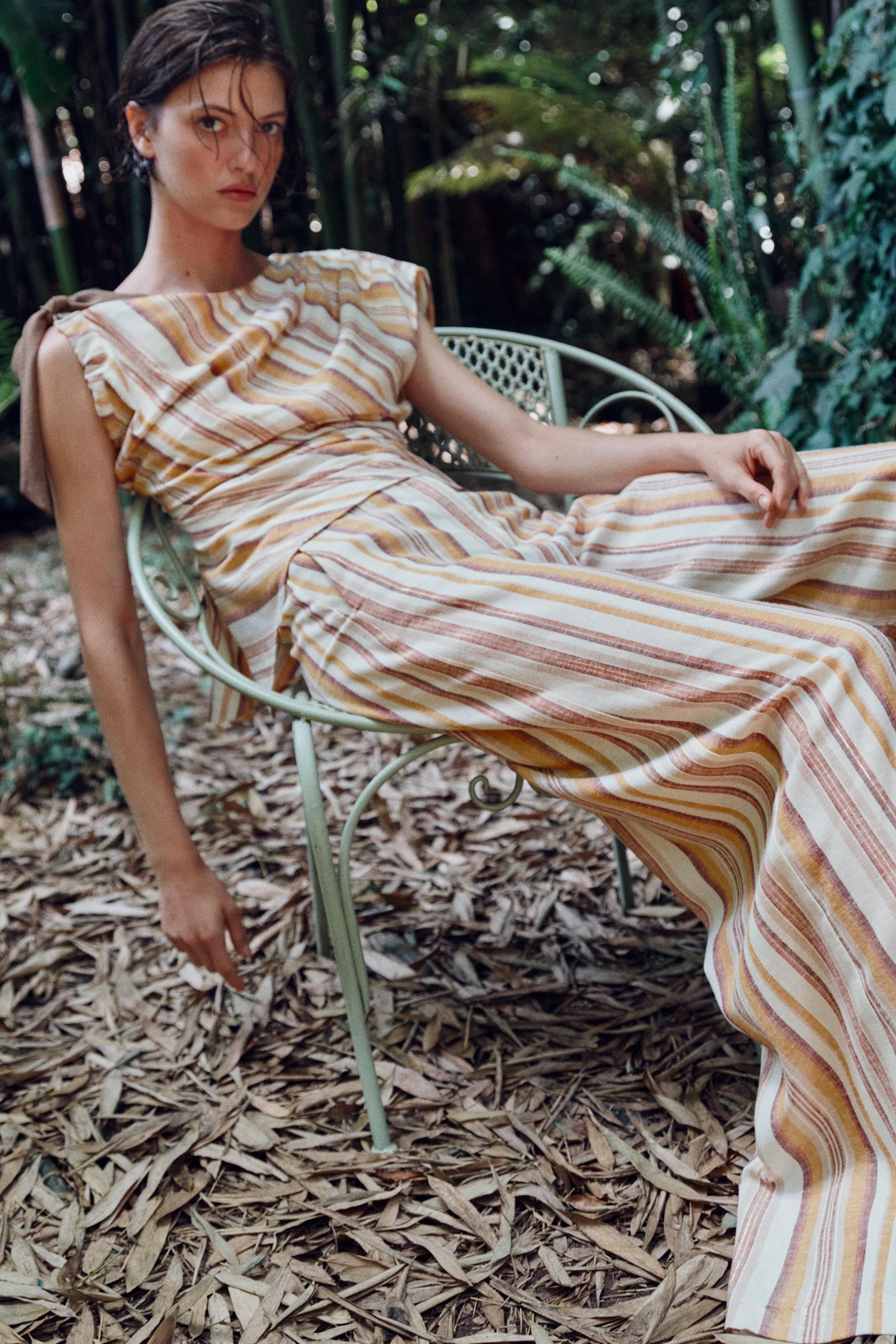 Женские рубашки Zara LINEN STRIPED TOP — фото 7