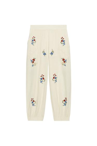 QUẦN BOMBACHO THÊU HỌA TIẾT - Màu trắng từ Zara