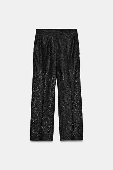 PANTALON DROIT DENTELLE - Noir de Zara - Image 5