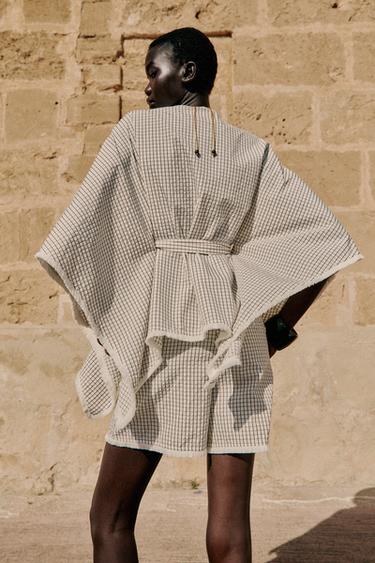 GILET EFFRANGÉ À CARREAUX - Écru de Zara - Image 5
