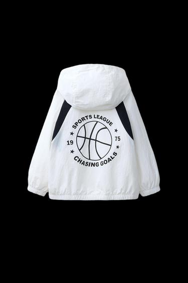 LIGHTWEIGHT RAINCOAT WITH SLOGAN - Black / White by Zara