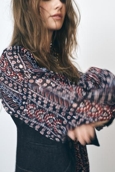PRINTED BLOUSE WITH METALLIC THREAD - Multicoloured by Zara - Image 3
