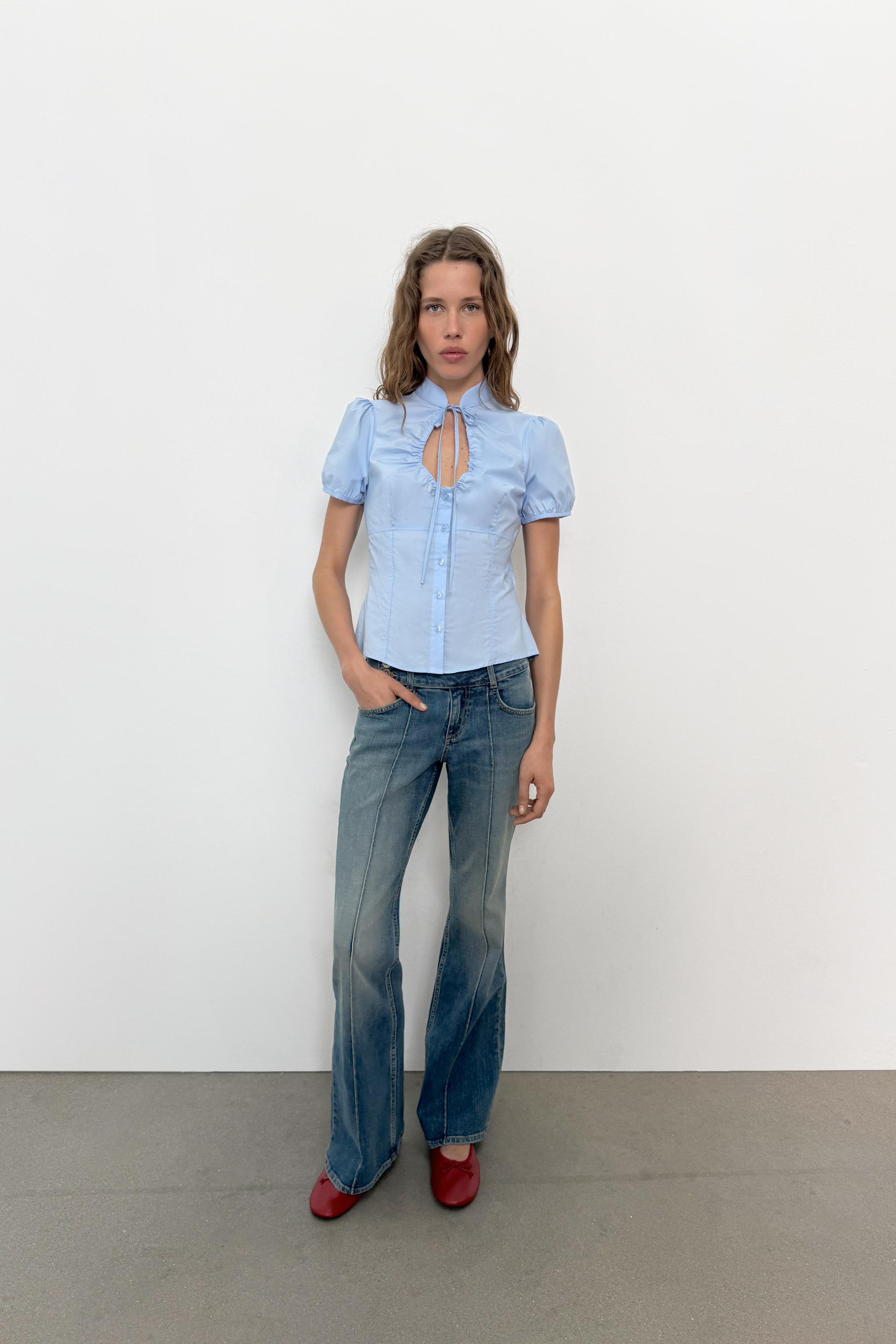 BOW POPLIN TOP - Light blue | ZARA United States