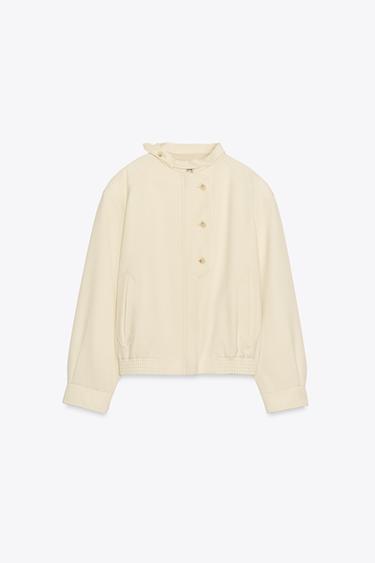 Zara ZW COLLECTION BUTTON-UP JACKET - Ecru