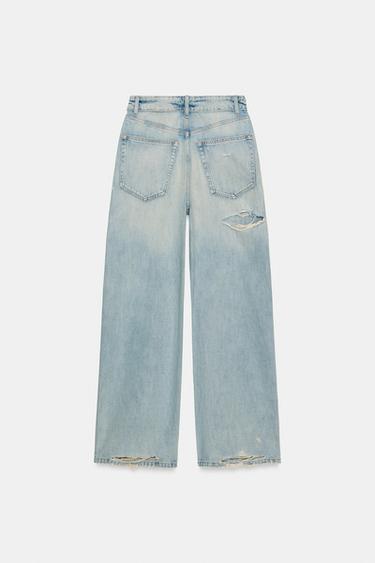 TRF FOLDED WAIST MID-WAIST JEANS - Light blue by Zara - Image 8