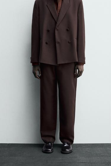 WOOL SUIT TROUSERS - Dark brown by Zara