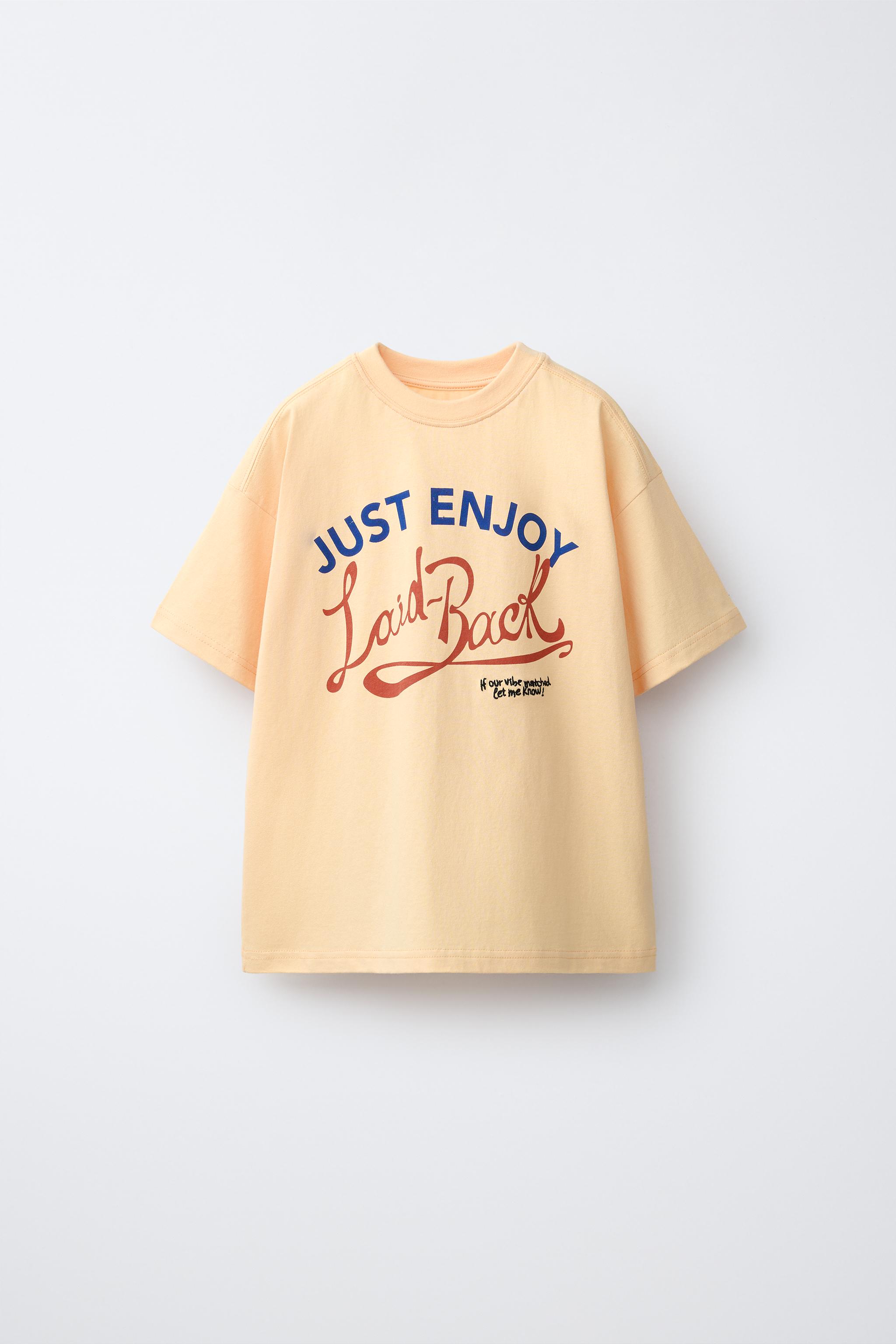 TEXT PRINT T-SHIRT - Light orange | ZARA United States