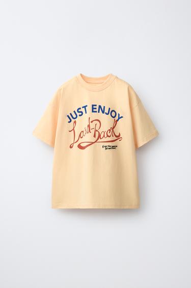CAMISETA ESTAMPADO TEXTO - Naranja claro de Zara - Imagen 0