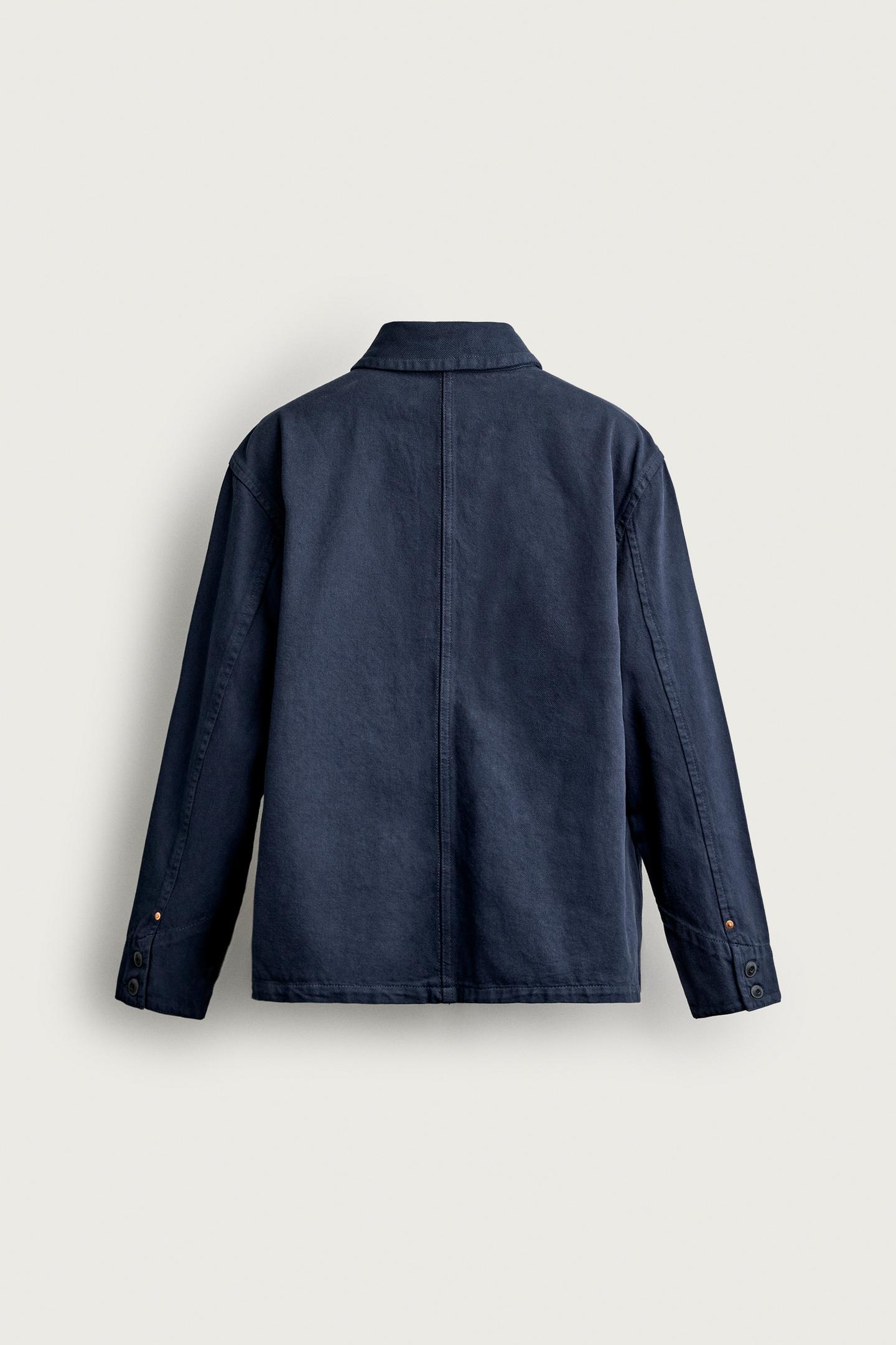 Мужская куртка Zara Relaxed Fit Pocket, цвет: Полуночный синий — фото 8