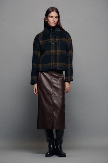 CHAMARRA BOMBER CUADROS - Marino de Zara