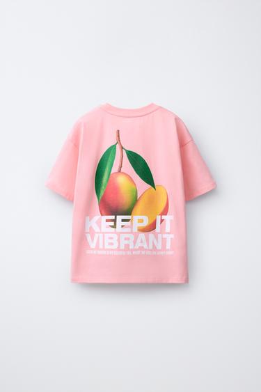 PRINTED T-SHIRT - Pink / White by Zara - Image 1