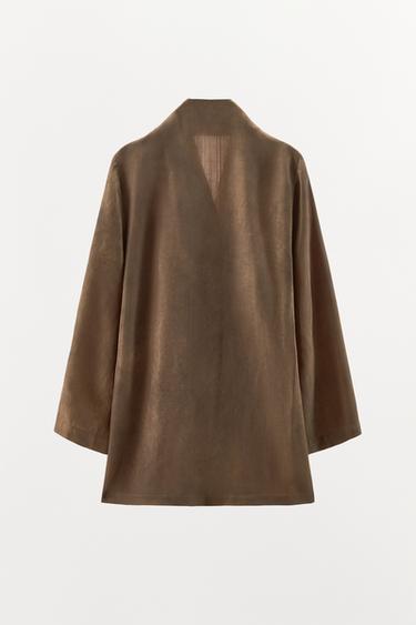 PRINTED WRAP SHIRT - Brown by Zara - Image 4